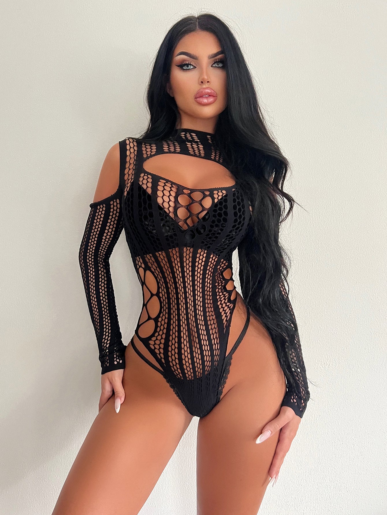 Long Sleeve Fishnet Hollow-out